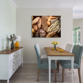 Framed Canvas Wall Art Decor Bread Painting, Still Life Bread Painting Decoration For Restrant, Kitchen, Dining Room, Office Living Room