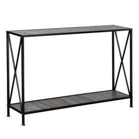 Artisasset Grey MDF Countertop Black Wrought Iron Base 2 Layers Forked Console Table