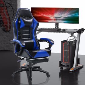 Ergonomic Gaming Chair with Footrest, PU Leather Video Game Chairs for Adults, Reclining Gamer Chair Office Chair with Lumbar Support