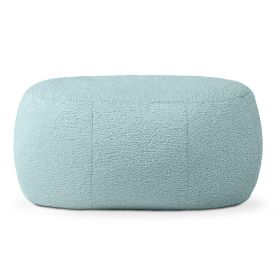 Jaxx Ellis Ottoman Shearling Faux-Lamb Plush Pouf for Modern Interior Design, Oval, Mineral Green