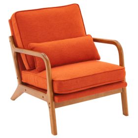 Oak Armrest Oak Upholstered Single Lounge Chair Indoor Lounge Chair Burnt Orange Color