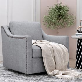 360 Degree Swivel Armchair Cotton linen skin-friendly fabric Ergonomic design Brass nail decorative armchair Living room chairs Bedroom chairs Living