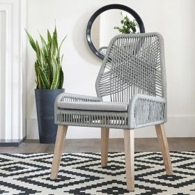 Grey and Weathered Wash Woven Back Side Chairs (Set of 2)