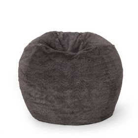 Vida 3 Foot Rounded Faux Fur Bean Bag, Brown/Beige