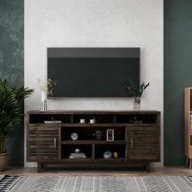 Bridgevine Home Avondale 76 Inch TV Stand Console for TVs up to 90 inches, No Assembly Required, Charcoal-Brown Finish