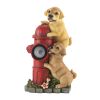 DOGS AND FIRE HYDRANT SOLAR STATUE