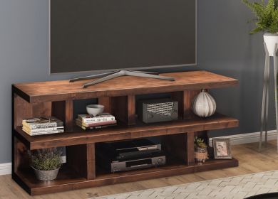 Bridgevine Home Sausalito 64 inch TV Stand Console for TVs up to 70 inches, No Assembly Required, Whiskey Finish (Color: as Pic)